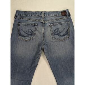 Low Rise Stretch Boot Cut Jeans 8R (31W) by X2 Quality Denim Y2K Embr. Pockets